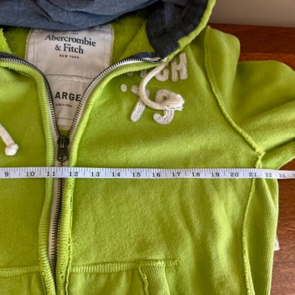 Vintage Abercrombie & Fitch Men's FullZip Muscle Hoodie Sz Large Rare Green, Y2K - Picture 3 of 5